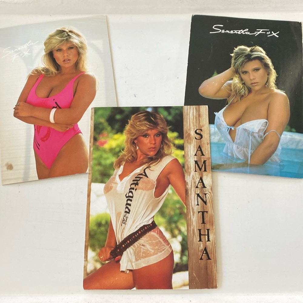 1987 Samantha Fox Postcards Set of 3. Printed in Sweden